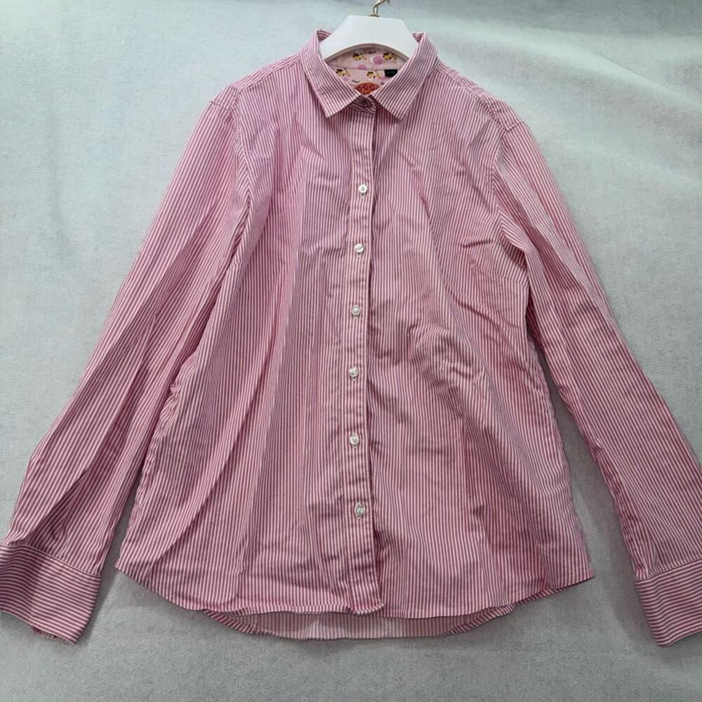 Women’s Robert Graham Long Sleeve Button Down Shirt Contrasting Cuffs Pink XL